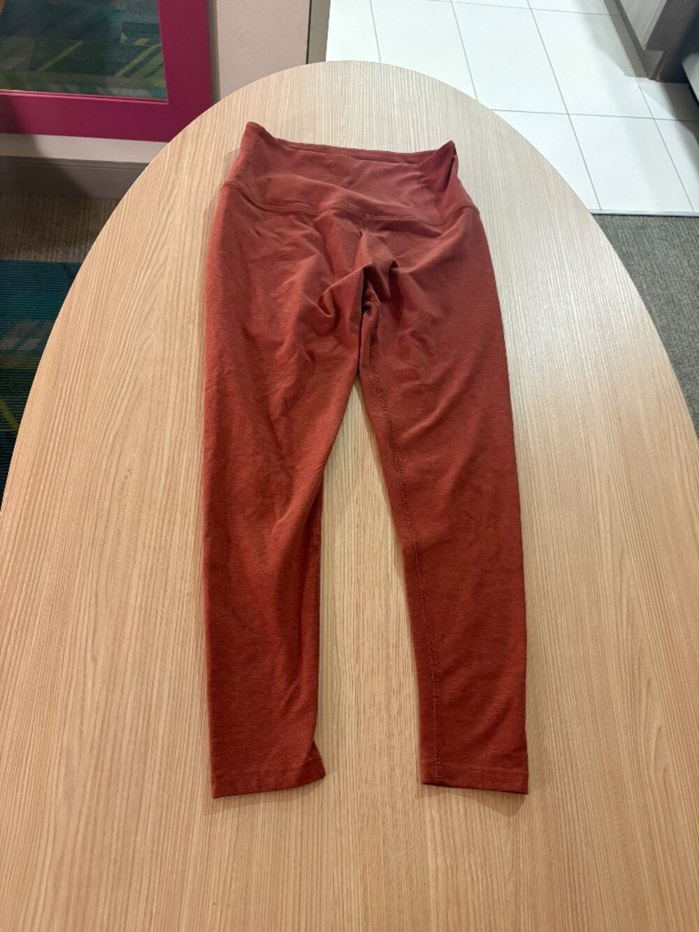 Beyond Yoga Leggings Size Large Rust Orange Pull On Ankle Wide Waistband Fall